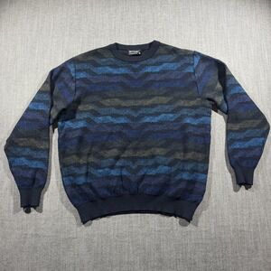 Vintage St. Croix Sweater Mens Medium Blue Wool Knit Made USA Pullover Crewneck